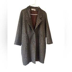 Vintage 1960s Shari Love Union Made Wool Coat with Leather Collar